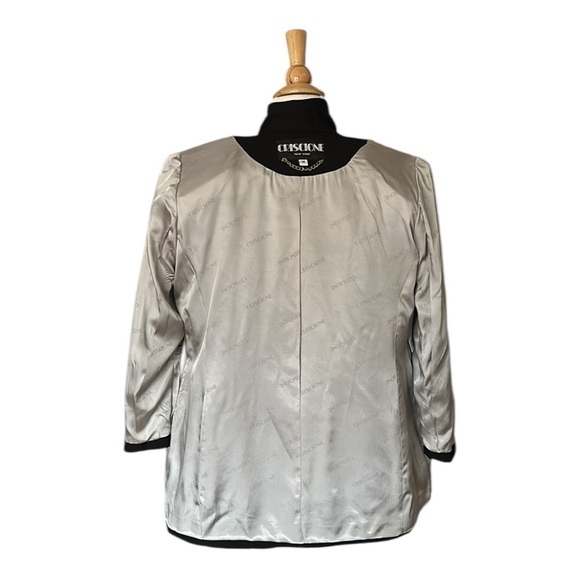 CRISCIONE NY Vintage 80s Double Breasted Black Blazer Glam Silver Rhinestone M - Picture 11 of 17